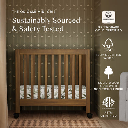 M6698NL,Babyletto,Origami Mini Crib in Natural Walnut