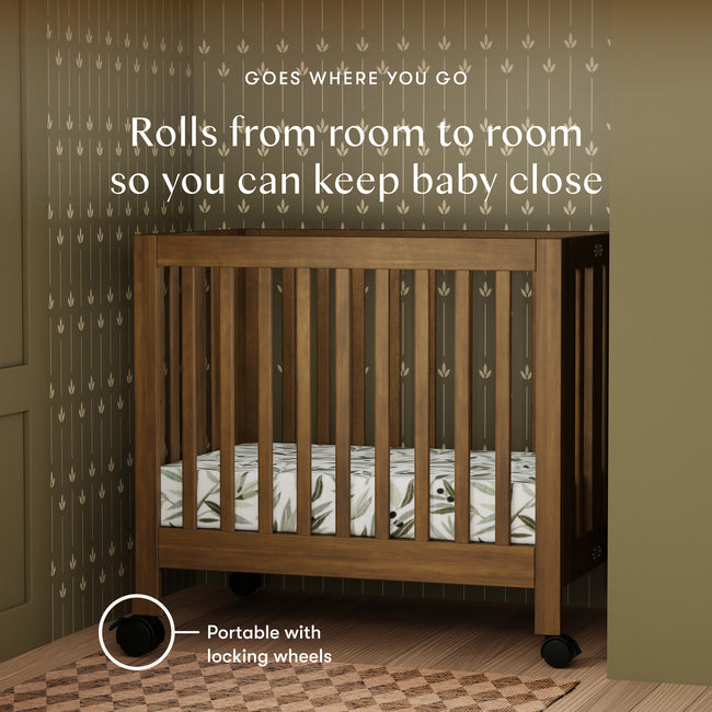 M6698NL,Babyletto,Origami Mini Crib in Natural Walnut