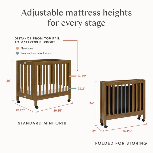 M6698NL,Babyletto,Origami Mini Crib in Natural Walnut