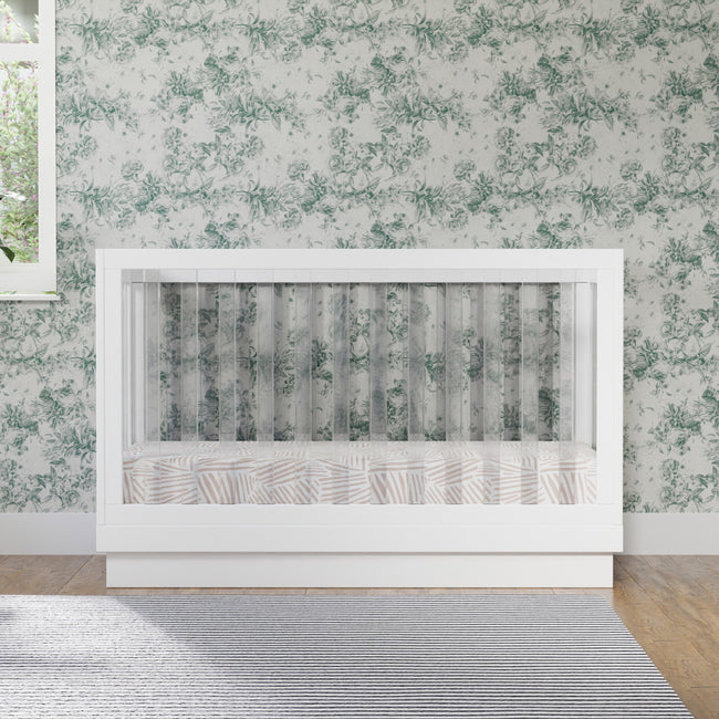 M8601KW,Babyletto,Harlow 3-in-1 Convertible Crib w/Toddler Bed Conversion Kit in White/Acrylic