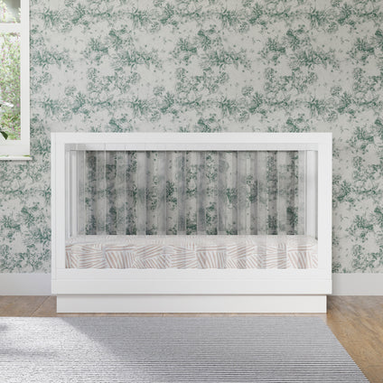 M8601KW,Babyletto,Harlow 3-in-1 Convertible Crib w/Toddler Bed Conversion Kit in White/Acrylic