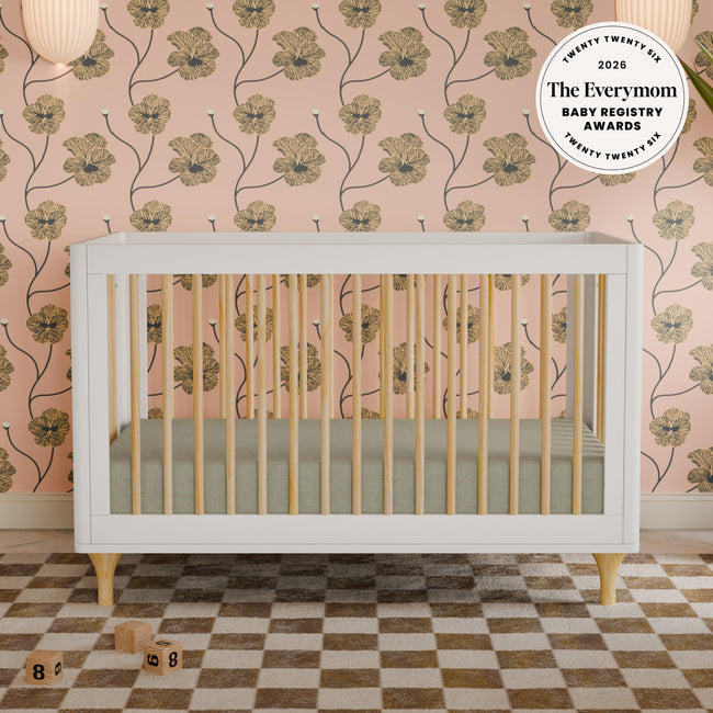 M9001WN,Babyletto,Lolly 3-in-1 Convertible Crib w/Toddler Bed Conversion Kit in White/Natural