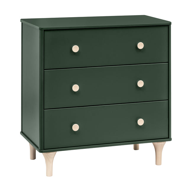 M9023FRGRNX,Babyletto,Lolly 3-Drawer Changer Dresser w/Removable Tray  Forest Green/Washed Natural