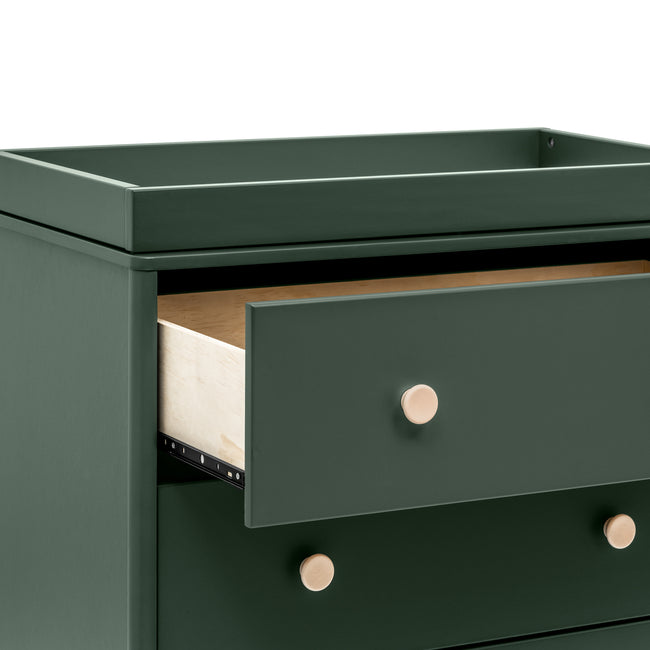M9023FRGRNX,Babyletto,Lolly 3-Drawer Changer Dresser w/Removable Tray  Forest Green/Washed Natural