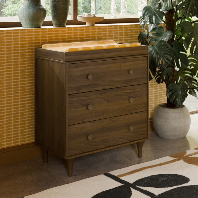 M9023NL,Babyletto,Lolly 3-Drawer Changer Dresser in Natural Walnut
