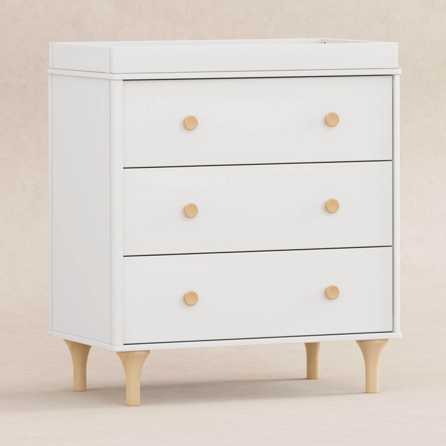 M9023WN,Babyletto,Lolly 3-Drawer Changer Dresser w/Removable Changing Tray in White/Natural