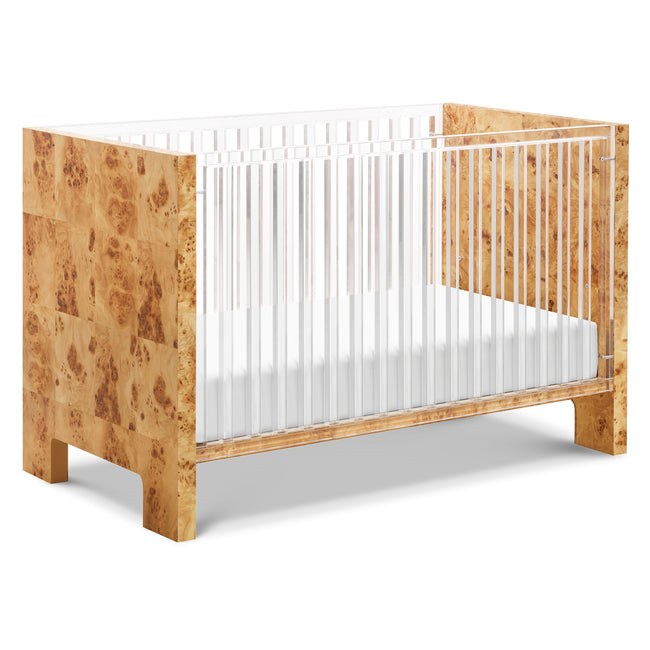 NW26101CKBU,Nursery Works,Altair Crib in Clear Acrylic with Burl
