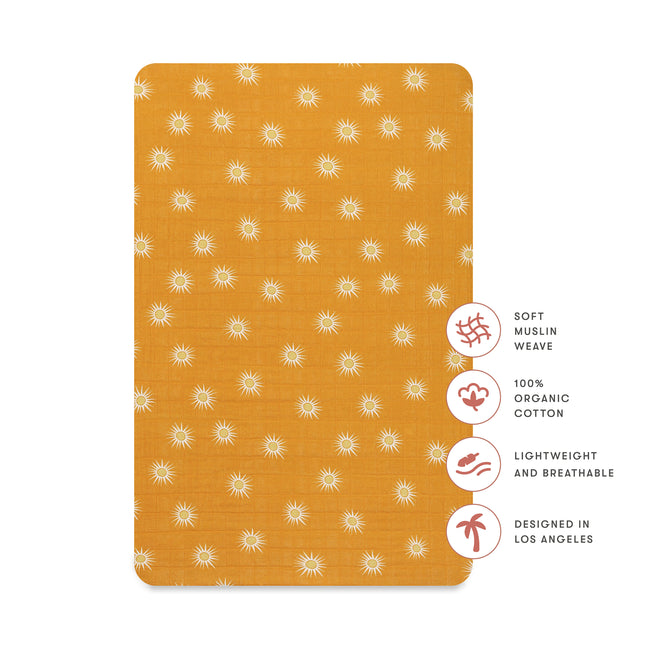 T26936,Babyletto,Golden Hour Muslin Mini Crib Sheet in GOTS Certified Organic Cotton