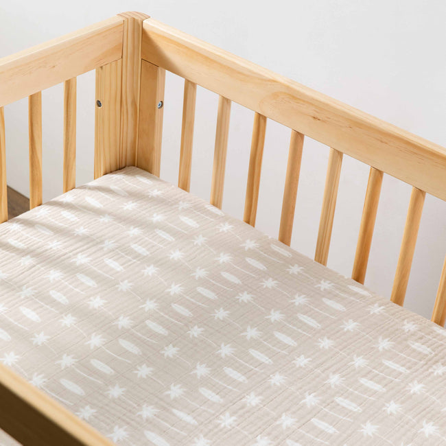 T27033,Babyletto,Beach Bum Muslin All-Stages Midi Crib Sheet in GOTS Certified Organic Cotton