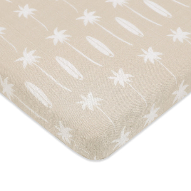 T27033,Babyletto,Beach Bum Muslin All-Stages Midi Crib Sheet in GOTS Certified Organic Cotton