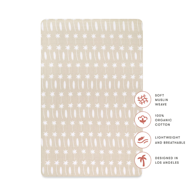 T27036,Babyletto,Beach Bum Muslin Mini Crib Sheet in GOTS Certified Organic Cotton
