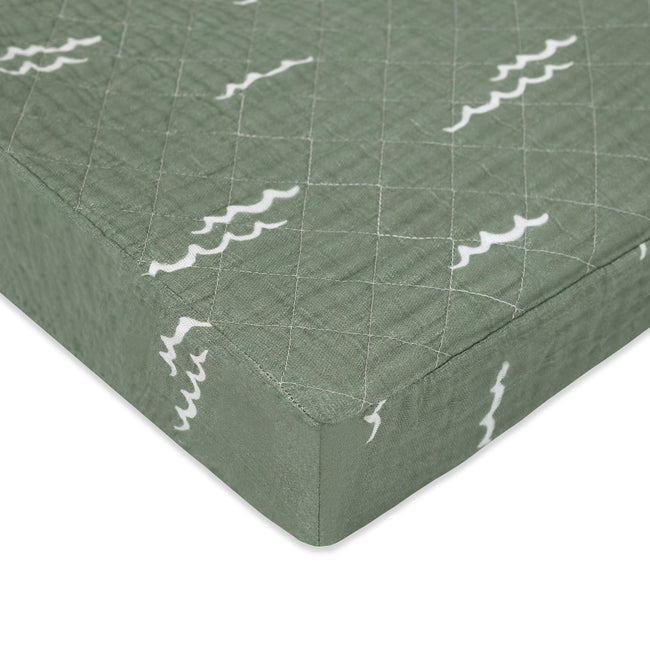 T27137,Babyletto,Ocean Waves Quilted Muslin Changing Pad Cover in GOTS Certified Organic Cotton