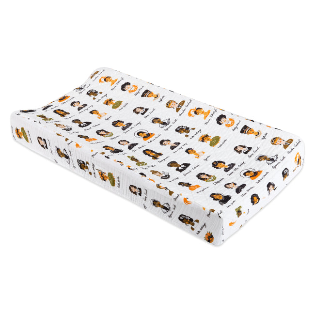 T28437,Babyletto,Women In History Quilted Muslin Changing Pad Cover in GOTS Certified Organic Cotton