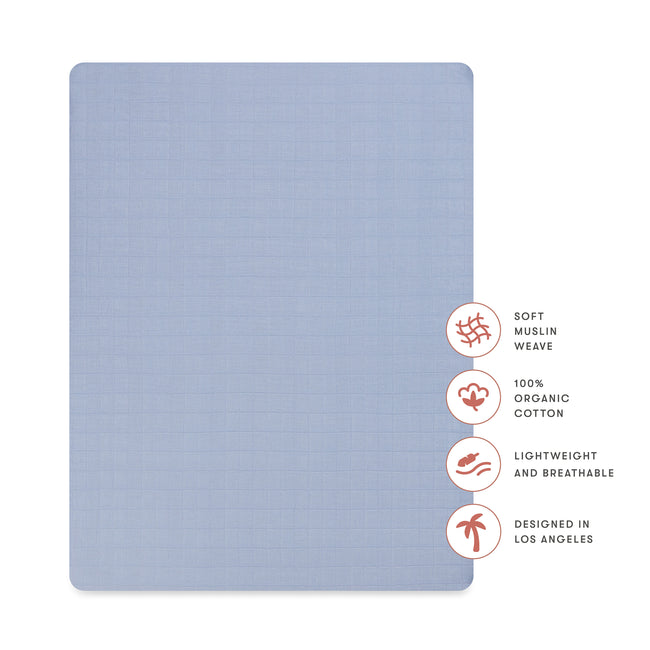 T29633DP,Babyletto,Dewdrop Muslin All-Stages Midi Crib Sheet in GOTS Certified Organic Cotton