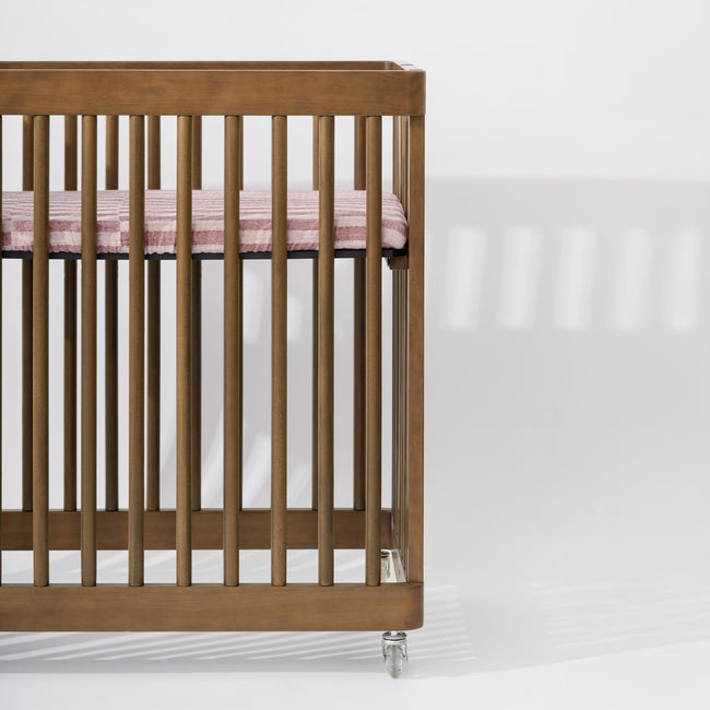 T30434,Babyletto,Maroon Stripe Muslin All-Stages Bassinet Sheet in GOTS Certified Organic Cotton