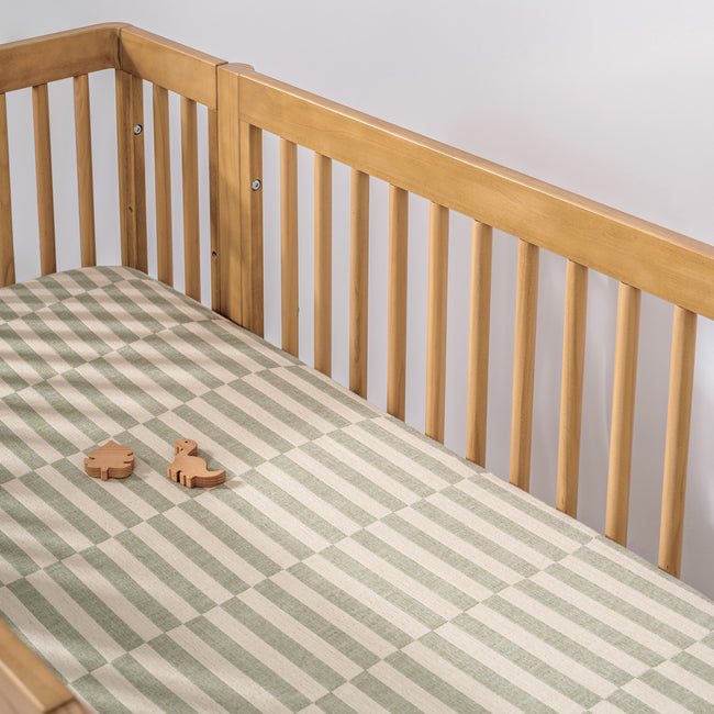 T30535,Babyletto,Moss Stripe Muslin Crib Sheet in GOTS Certified Organic Cotton
