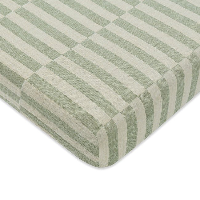 T30536,Babyletto,Moss Stripe Muslin Mini Crib Sheet in GOTS Certified Organic Cotton