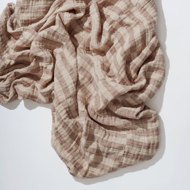 T30635,Babyletto,Cocoa Stripe Muslin Crib Sheet in GOTS Certified Organic Cotton