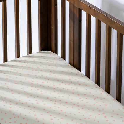 T31035IDS,Babyletto,Doodle Stars Organic Brushed Cotton Crib Sheet in Ivory with Dusty Rose Stars