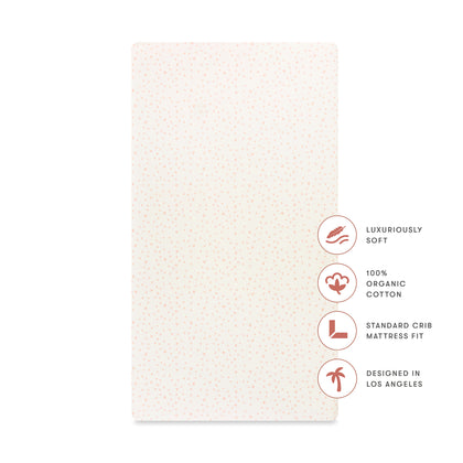 T31035IDS,Babyletto,Doodle Stars Organic Brushed Cotton Crib Sheet in Ivory with Dusty Rose Stars