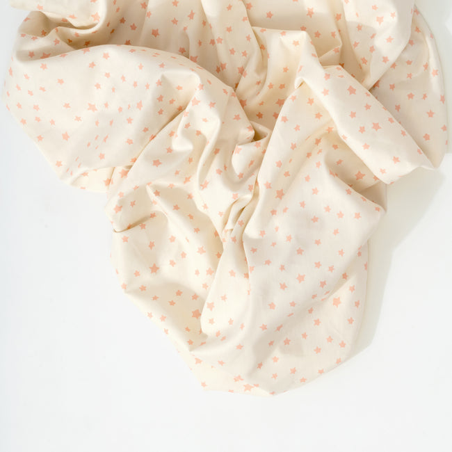 T31035IDS,Babyletto,Doodle Stars Organic Brushed Cotton Crib Sheet in Ivory with Dusty Rose Stars