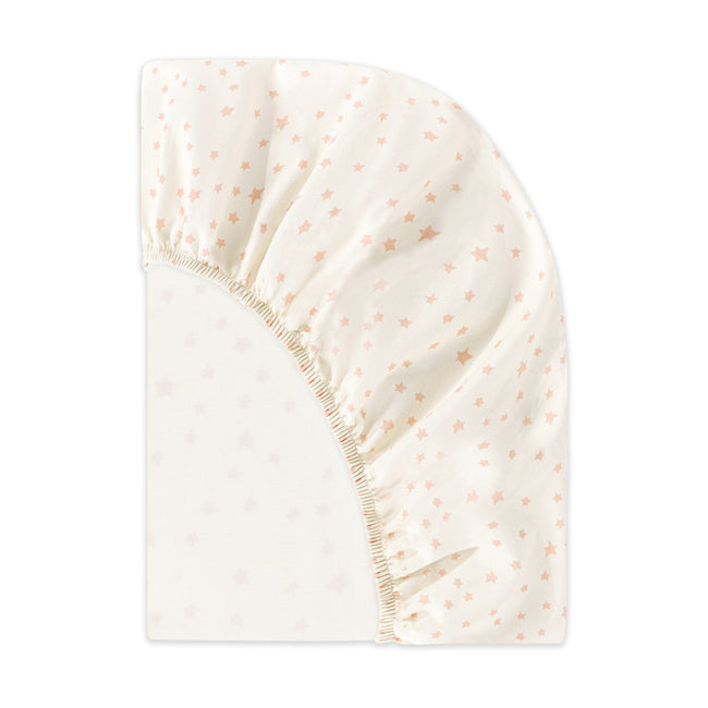 T31035IDS,Babyletto,Doodle Stars Organic Brushed Cotton Crib Sheet in Ivory with Dusty Rose Stars