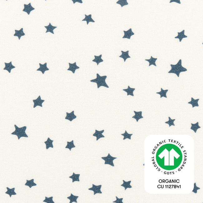 T31035IVS,Babyletto,Doodle Stars Organic Brushed Cotton Crib Sheet in Ivory with Navy Stars
