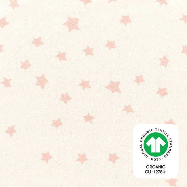 T31036IDS,Babyletto,Doodle Stars Organic Brushed Cotton Mini CribSheet in Ivory with Dusty Rose Stars