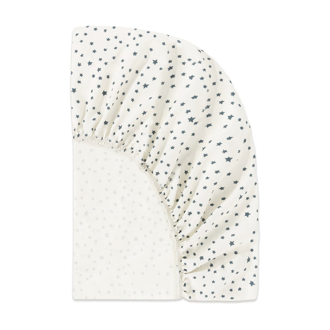 T31036IVS,Babyletto,Doodle Stars Organic Brushed Cotton Mini CribSheet in Ivory with Navy Stars