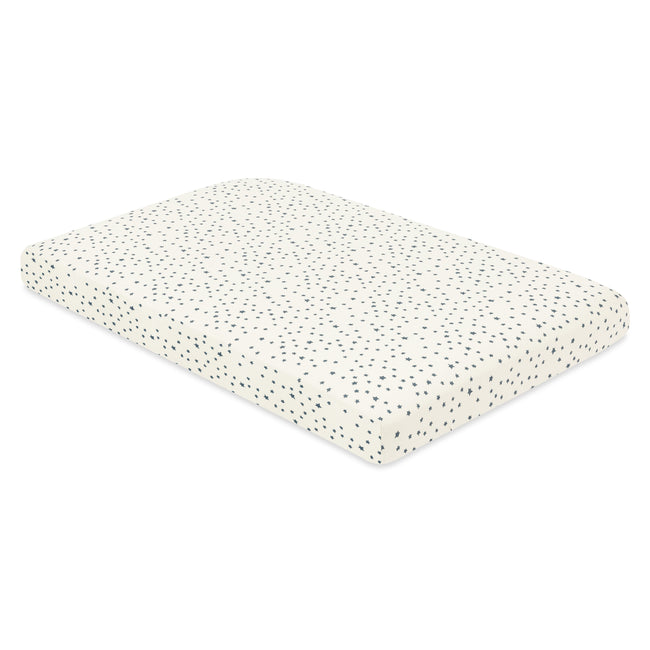T31036IVS,Babyletto,Doodle Stars Organic Brushed Cotton Mini CribSheet in Ivory with Navy Stars
