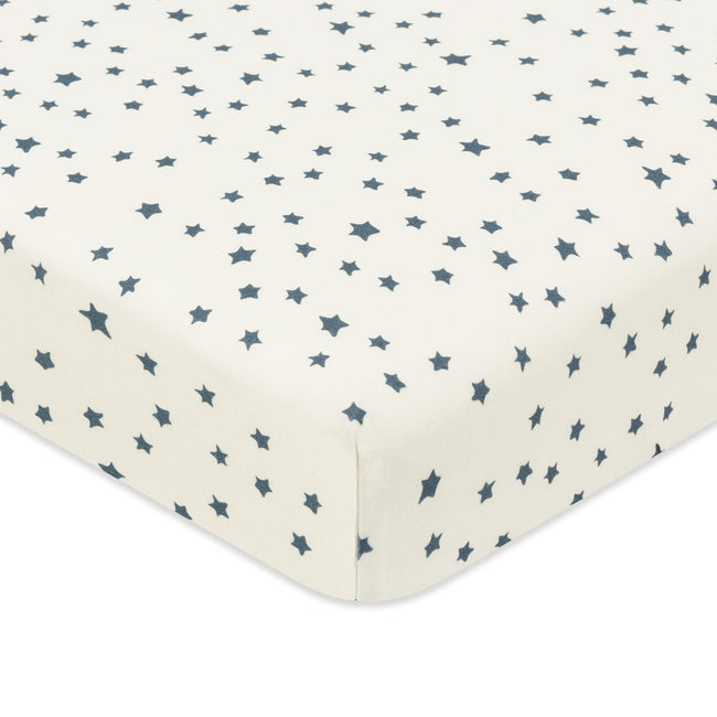 T31036IVS,Babyletto,Doodle Stars Organic Brushed Cotton Mini CribSheet in Ivory with Navy Stars