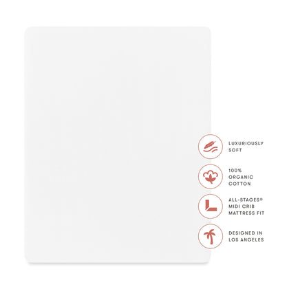 T32633BTW,Babyletto,Organic Brushed Cotton All-Stages® Midi Crib Sheet in Bright White