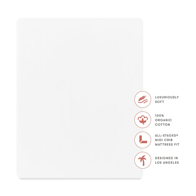 T32633BTW,Babyletto,Organic Brushed Cotton All-Stages® Midi Crib Sheet in Bright White