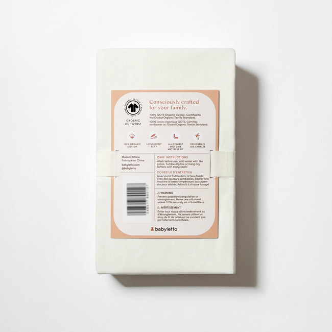T32633BTW,Babyletto,Organic Brushed Cotton All-Stages® Midi Crib Sheet in Bright White