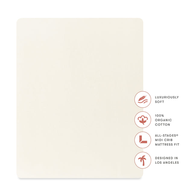T32633I,Babyletto,Organic Brushed Cotton All-Stages® Midi Crib Sheet in Ivory