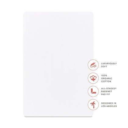 T32634BTW,Babyletto,Organic Brushed Cotton All-Stages® Bassinet Sheet in Bright White