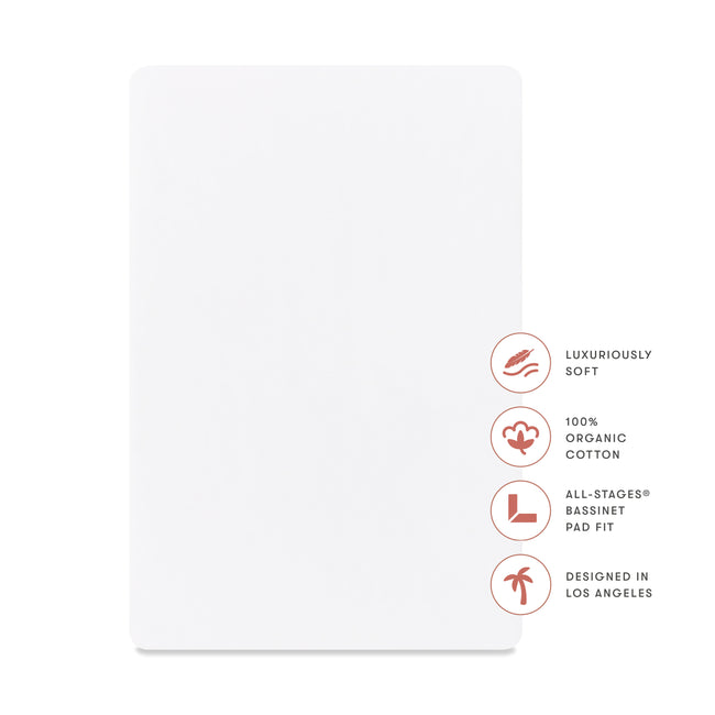 T32634BTW,Babyletto,Organic Brushed Cotton All-Stages® Bassinet Sheet in Bright White