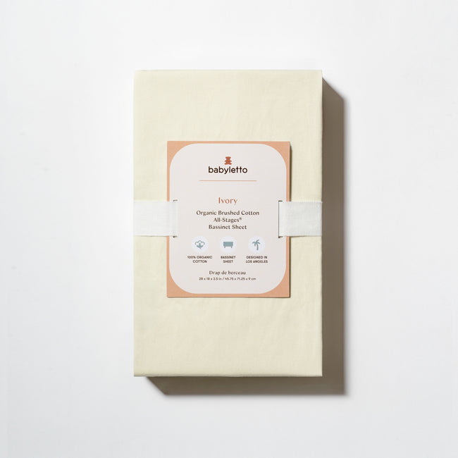T32634I,Babyletto,Organic Brushed Cotton All-Stages® Bassinet Sheet in Ivory