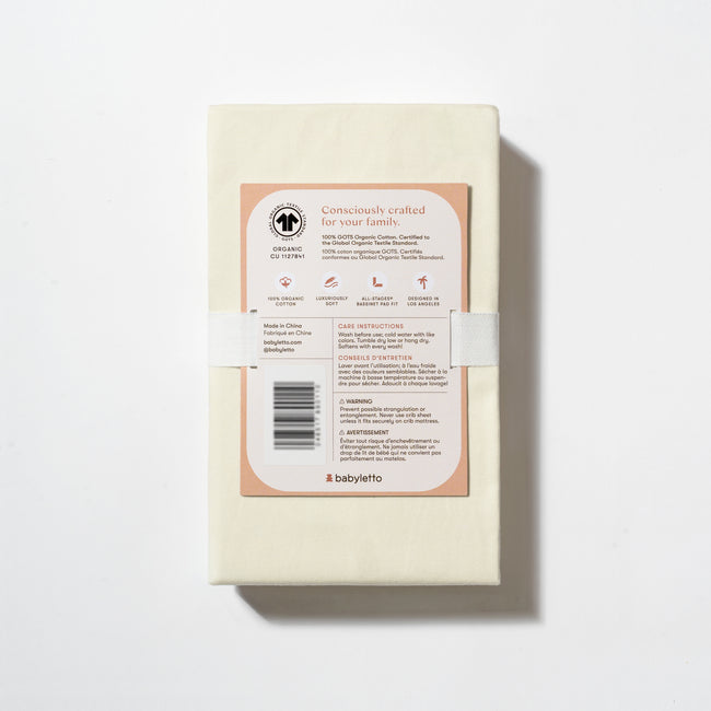 T32634I,Babyletto,Organic Brushed Cotton All-Stages® Bassinet Sheet in Ivory