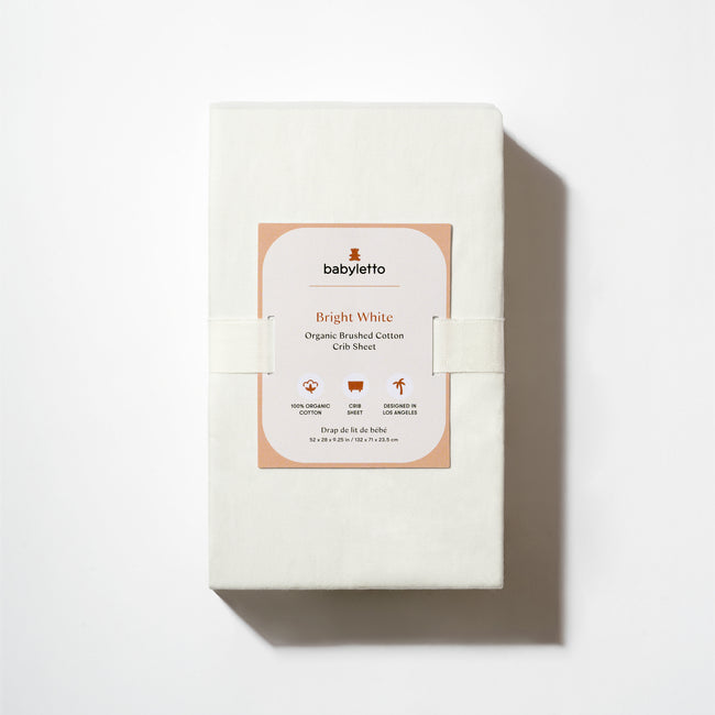 T32635BTW,Babyletto,Organic Brushed Cotton Crib Sheet in Bright White