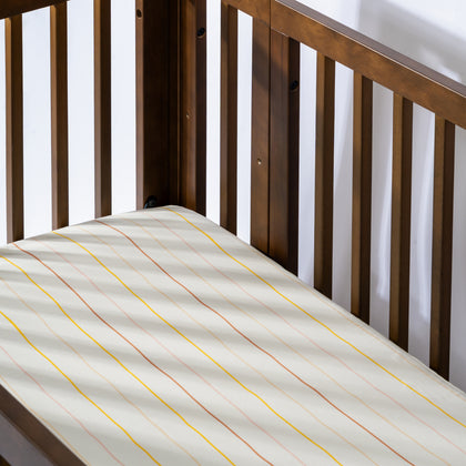 T33635IWS,Babyletto,Wonky Stripe Organic Brushed Cotton Crib Sheet in Ivory with Warm Multi-Color Stripes