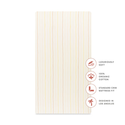 T33635IWS,Babyletto,Wonky Stripe Organic Brushed Cotton Crib Sheet in Ivory with Warm Multi-Color Stripes