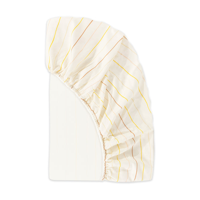 T33635IWS,Babyletto,Wonky Stripe Organic Brushed Cotton Crib Sheet in Ivory with Warm Multi-Color Stripes