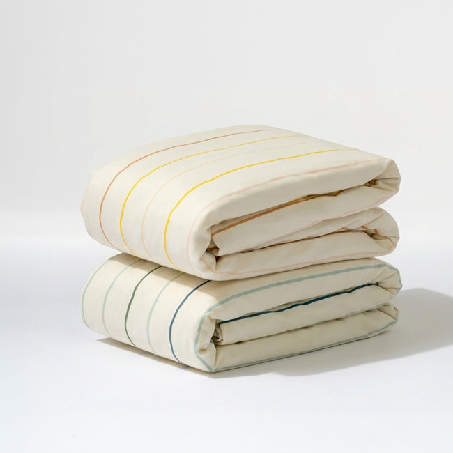 T33635IWS,Babyletto,Wonky Stripe Organic Brushed Cotton Crib Sheet in Ivory with Warm Multi-Color Stripes