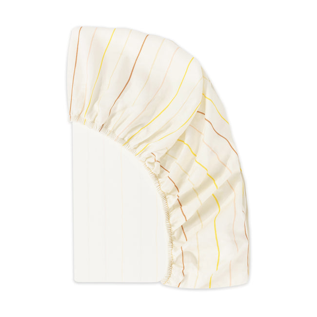 T33636IWS,Babyletto,Wonky Stripe Organic Brushed Cotton Mini CribSheet in Ivory with Warm Multi-Color Stripes
