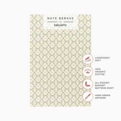 T34334JSR,Babyletto,Nate Berkus x Babyletto All-Stages® Bassinet Sheet in Juniper Star