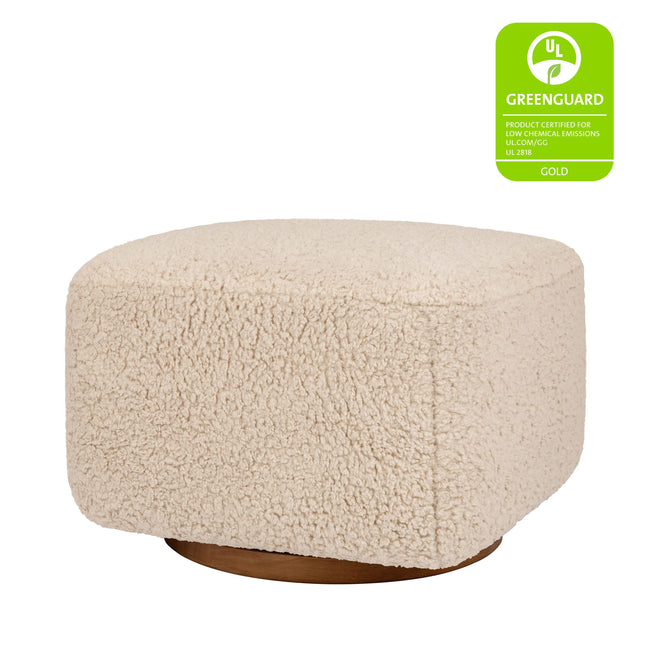 M26385CSGDB,Babyletto,Kiwi Gliding Ottoman in Chai Shearling with Dark Wood Base