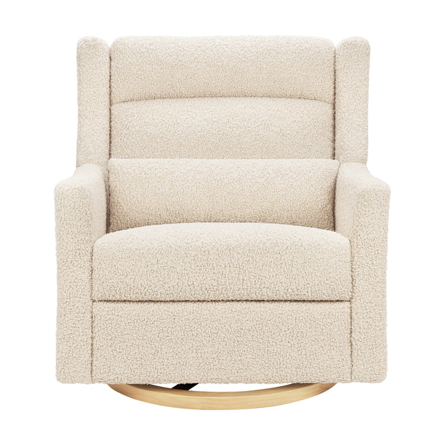 M11278ATLB,Babyletto,Kiwi Plus Chair and a Half Power Glider Recliner in Almond Teddy Loop w/ Light Wood Base