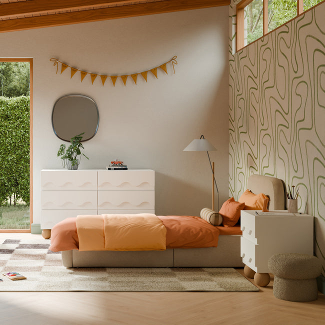 M31160WHY,Babyletto Kids,Lido Wave Nightstand in White and Honey