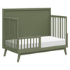 M15901OL,Babyletto,Palma Mid-Century 4-in-1 Convertible Crib w/Toddler Bed Conversion in Olive